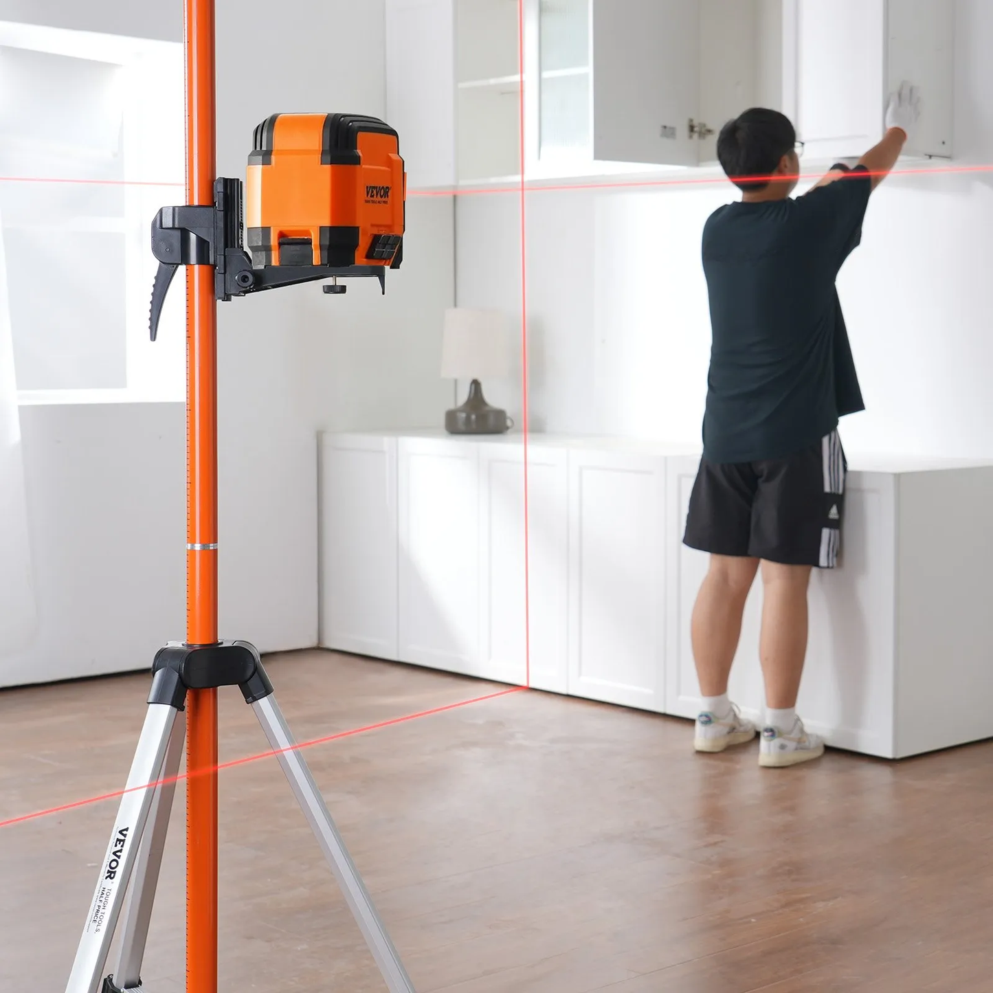 VEVOR Laser Level Tripod, 1/4"-20 & 5/8"-11 Thread Mount, 40.94-133.85 inch Height Adjustment,-$45