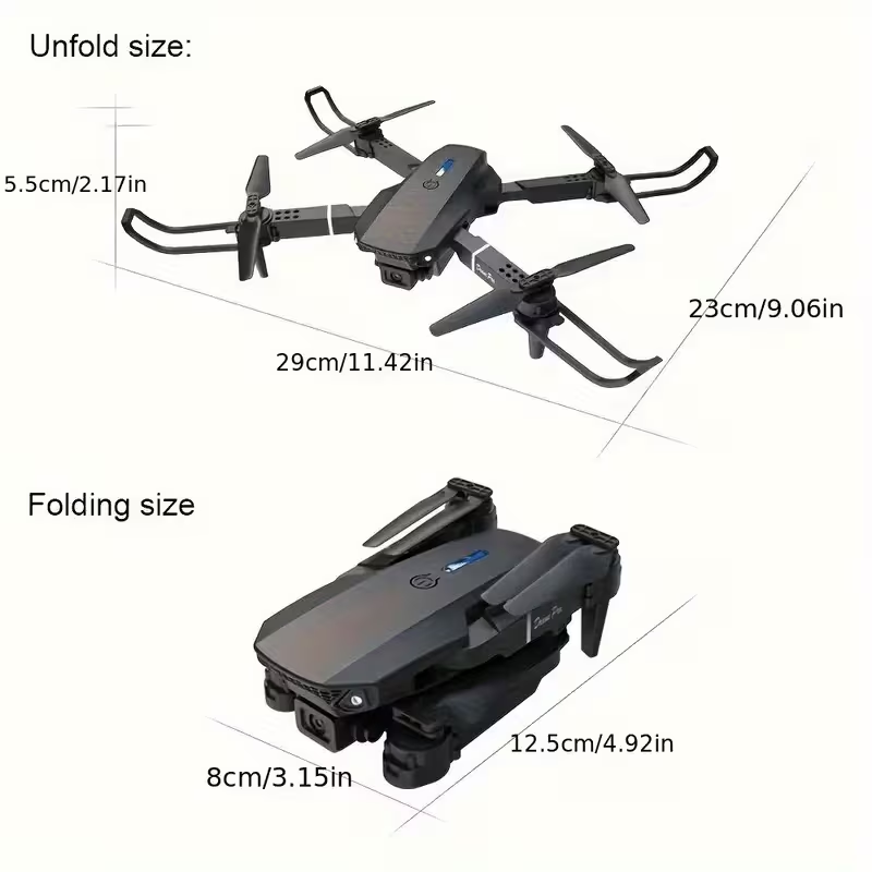Brand New 2025 New E88 Screen-Controlled Drone, equipped with dual electric cameras, 480P (Black),-$35