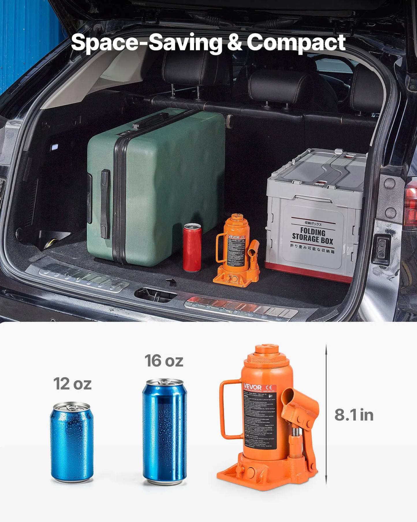 VEVOR Hydraulic Bottle Jack, 12 Ton (26455.5 lbs) Capacity, 8.1-15.7 Inch Lifting Range, Heavy Duty,-$35