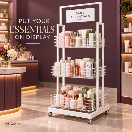 BNIB-4-Way & 3-Tier Storage Rack w/Wheels, Retail Display Racks, Household Storage Organizer