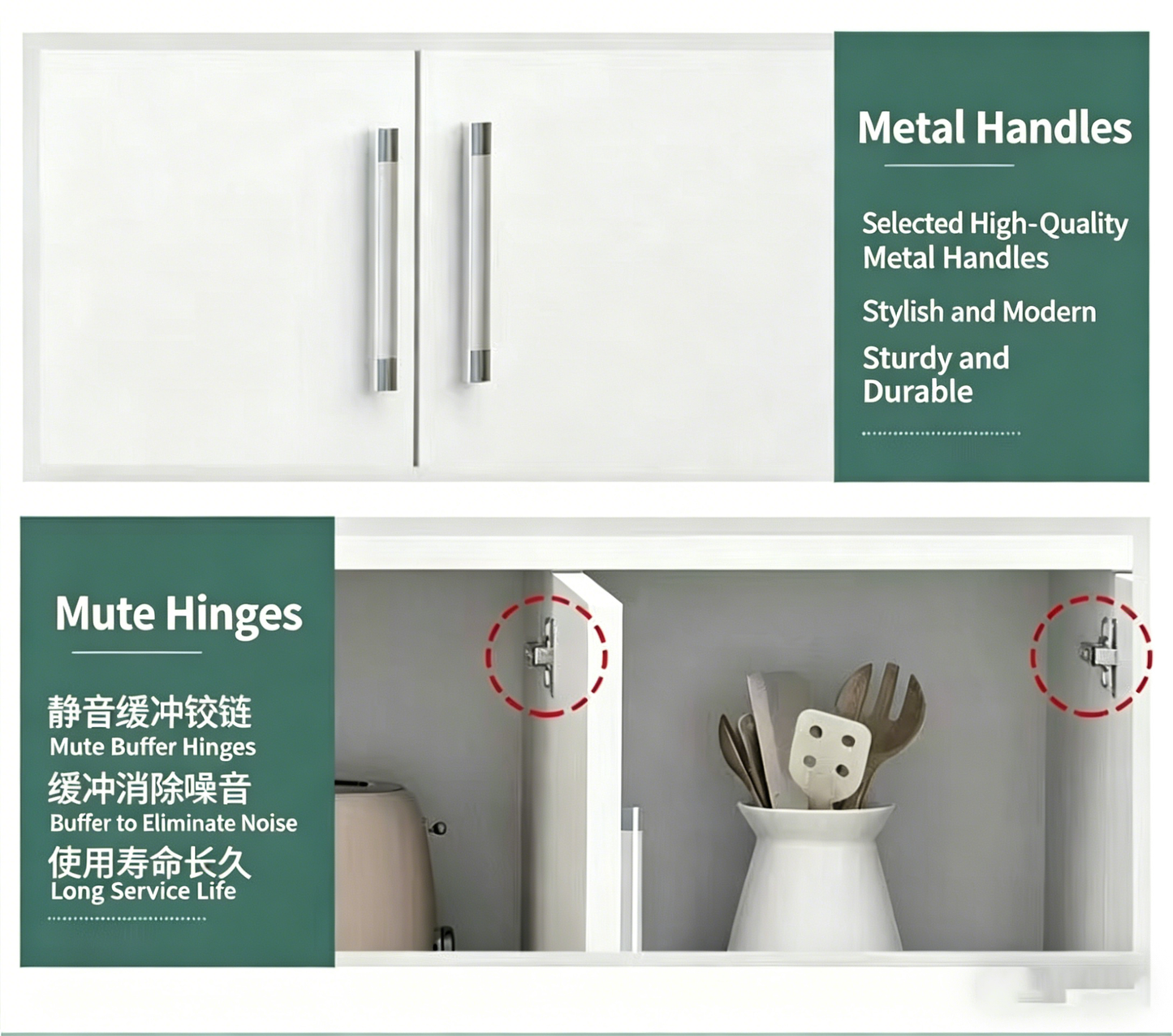 Brand New Assemble2-Door 2-Compartment Sideboard Cabinet, Wall-Mounted Storage Cabinet, White,-$100