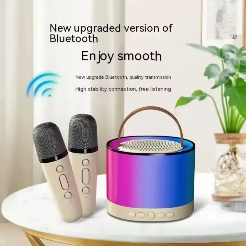 BNIB-K52 Wireless Bluetooth Speaker, 4-in-1 Microphone RGB Music Player Karaoke Machine
