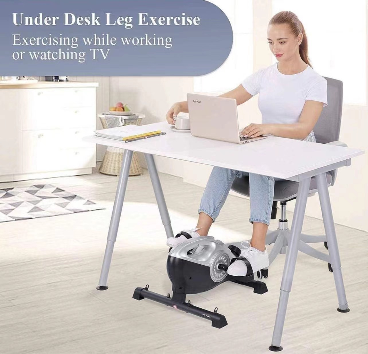 Brand New 2 in 1 Under Desk Bike , Portable Pedal Exerciser,EB-MKD901