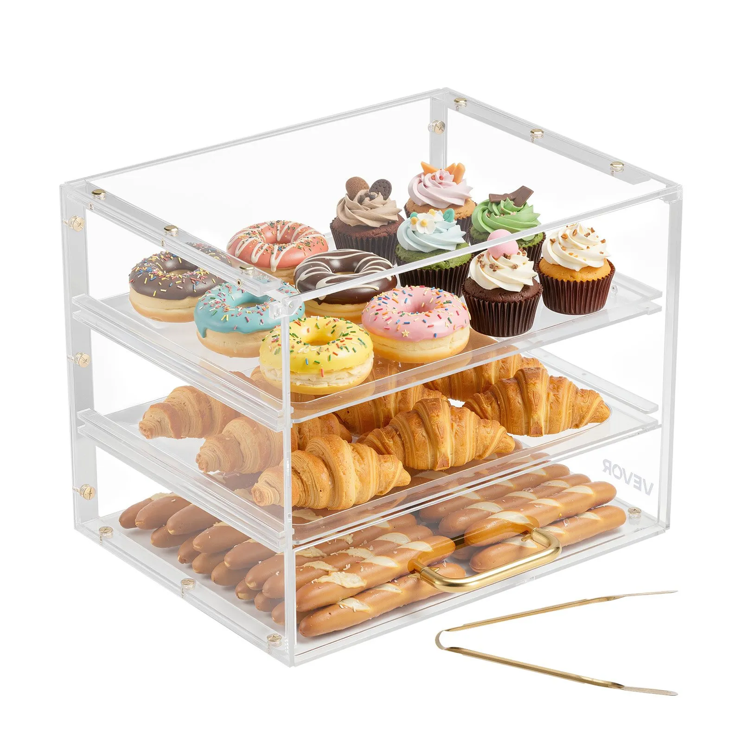 VEVOR Bakery Display Case, 3-Tier Commercial Countertop Pastry Display Case,-$45