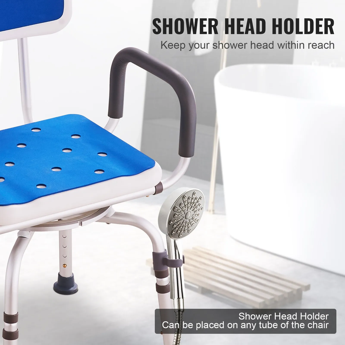 VEVOR Swivel Shower Chair 360 Degree, Adjustable Shower Seat with Armrests and Backrest,-$75