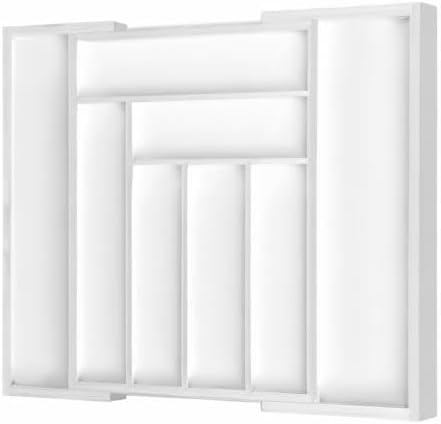 BNIB-Pipishell Bamboo Expandable Drawer Organizer for Utensils Holder, Adjustable Cutlery Tray,(White)-$20