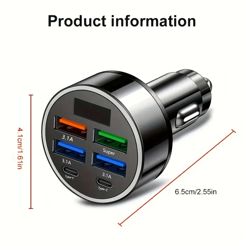 BNIB-Fast Car Charger, 6-in-1 Fast Car Charger | QC3.1 & USB Type-C, Dual Power Adapter,-$15 each