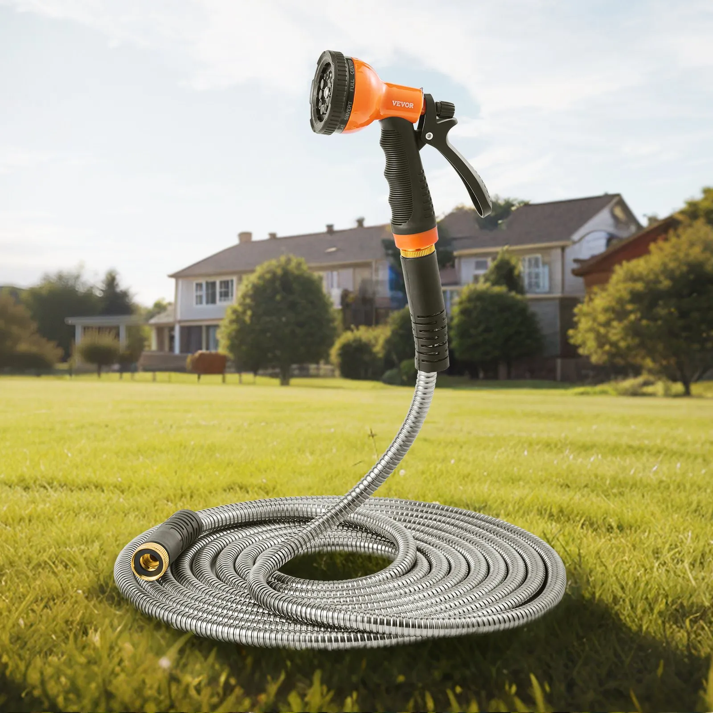 VEVOR Metal Garden Hose 100 ft, Rust Proof Stainless Steel Water Hose, Heavy Duty,-$40