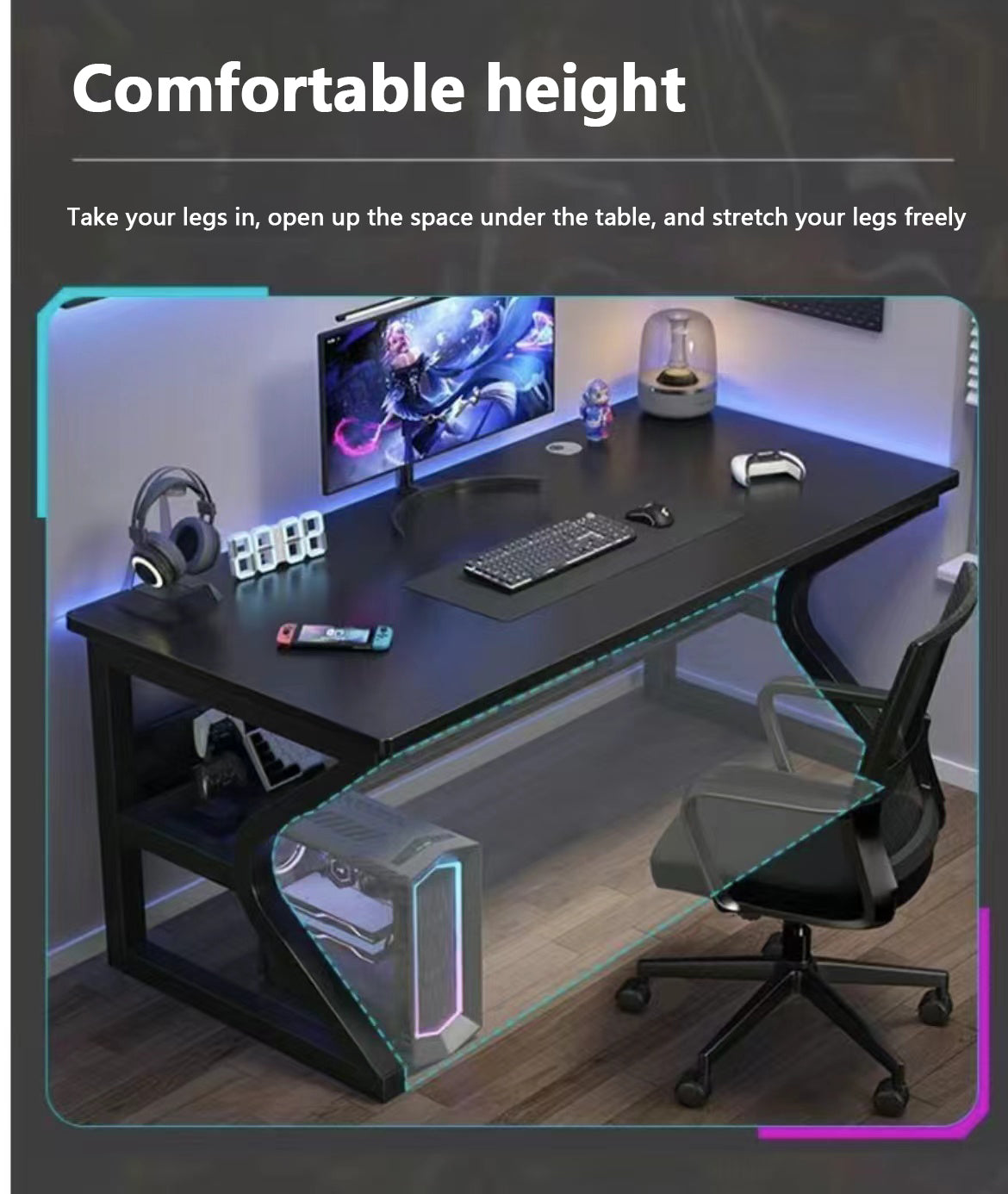 Brand New Gaming Desk C Shaped ,Home Office PC Computer Table,study desk (table only)