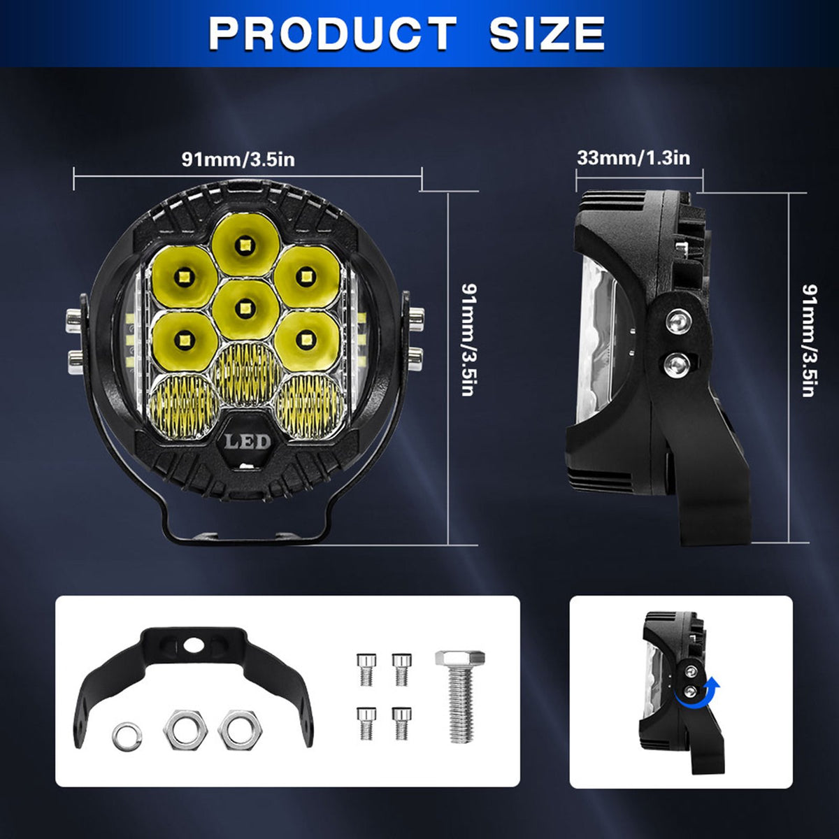 Brand New – 75W LED Work Lights – 2-Pack, 15,000 Lumens Each, 3″, IP67, 9–30V -$20