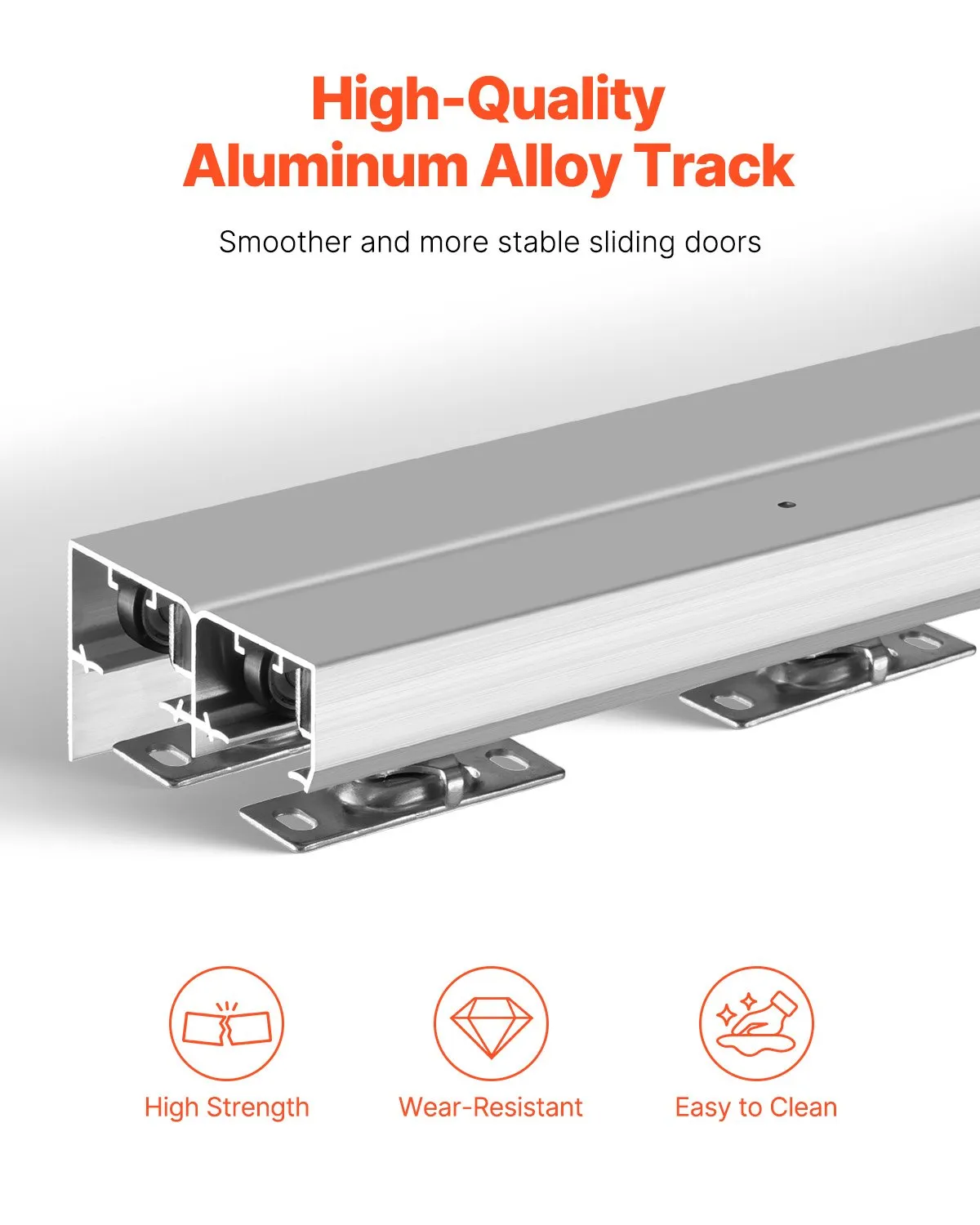 VEVOR Bypass Door Hardware, 5ft Heavy Duty Bypass Sliding Door Hardware Kit, Aluminum Alloy Sliding,-$50