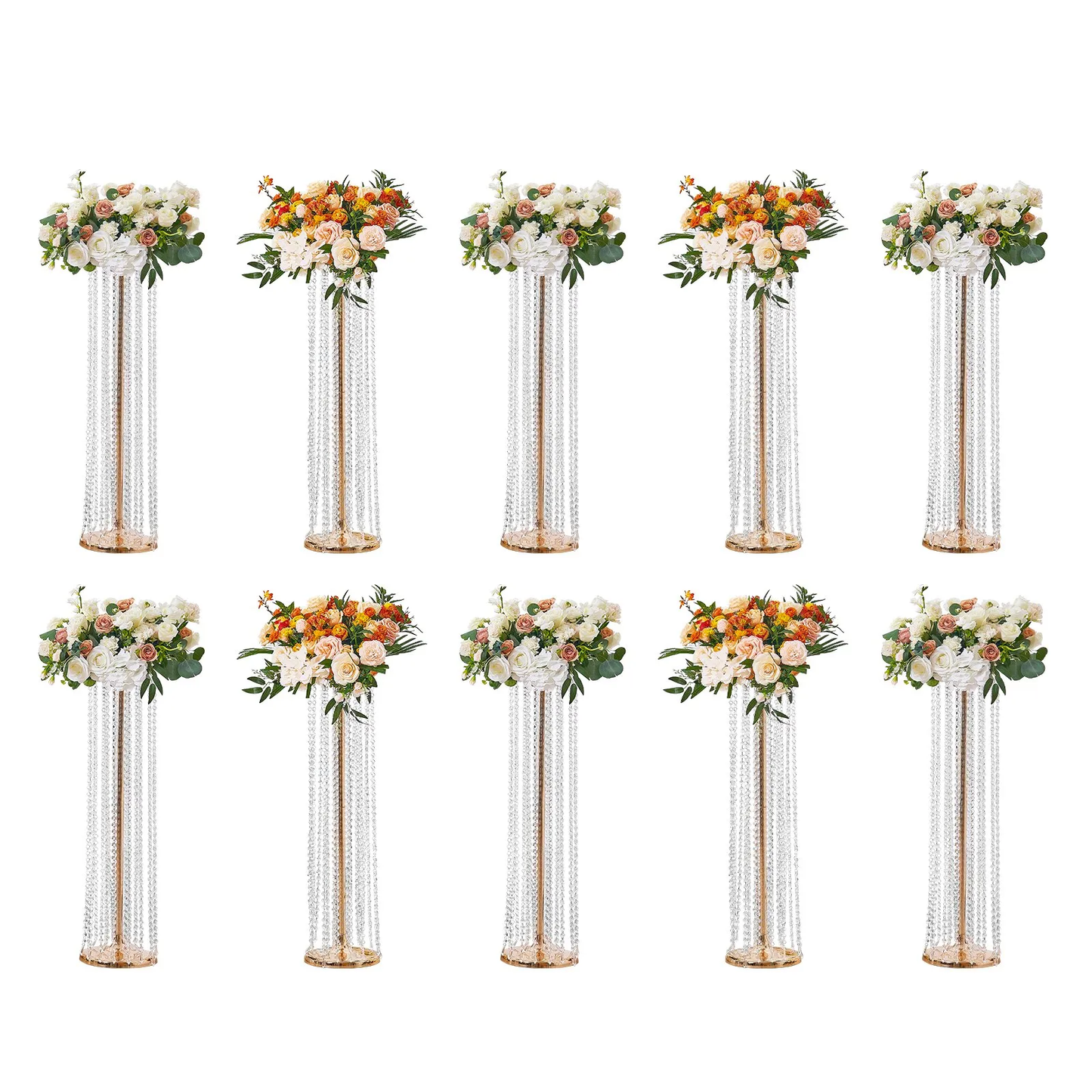 VEVOR 10PCS 35.43inch /90cm Tall Crystal Wedding Flowers Stand, Luxurious Centerpieces,-$130