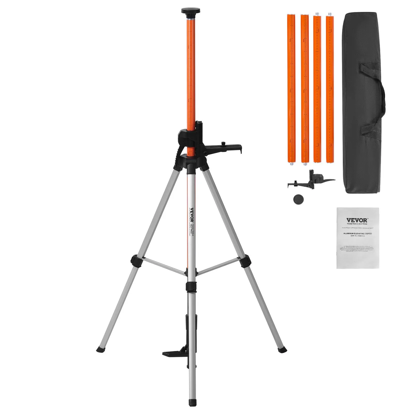 VEVOR Laser Level Tripod, 1/4"-20 & 5/8"-11 Thread Mount, 40.94-133.85 inch Height Adjustment,-$45
