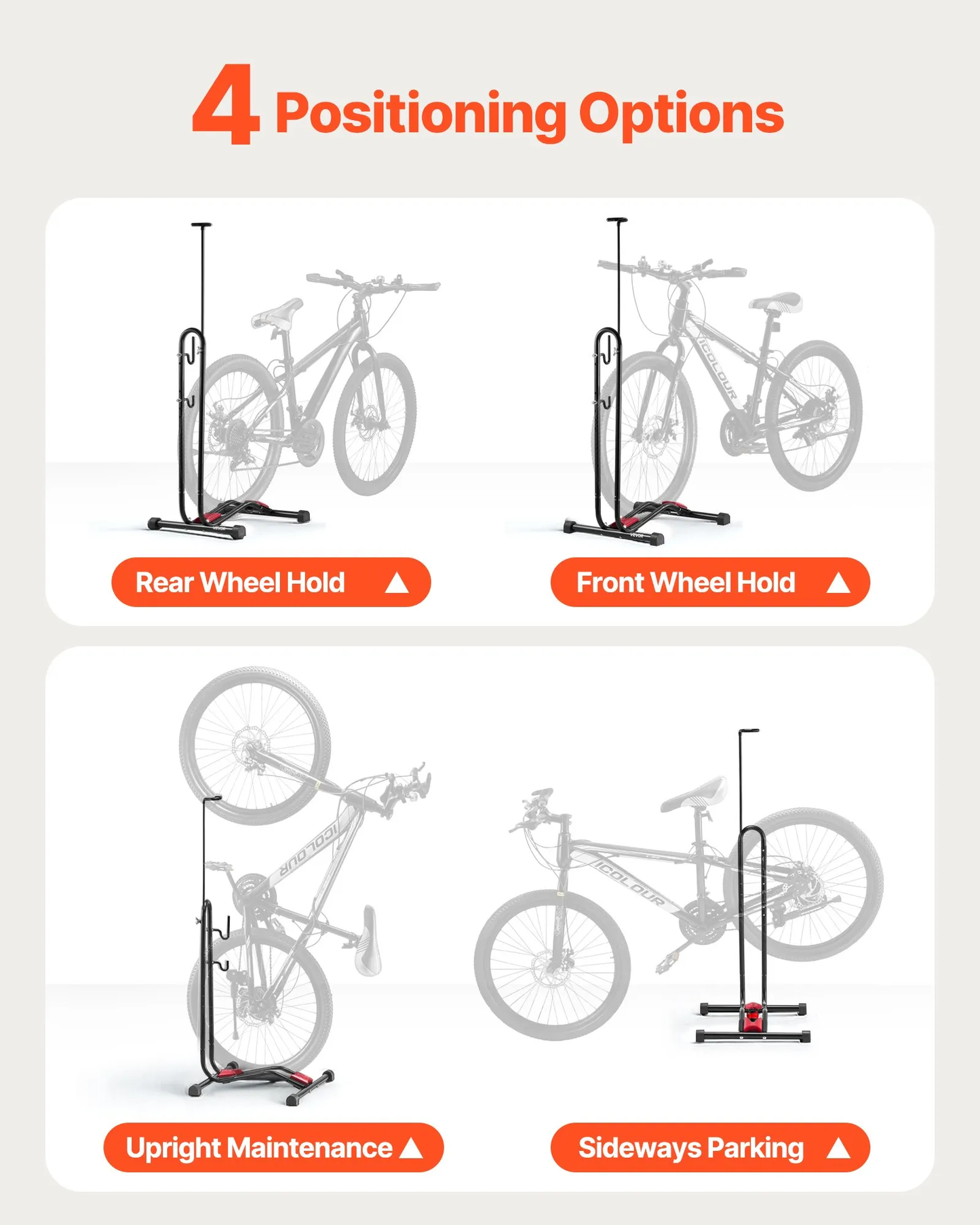 VEVOR Bike Rack, Upright Bike Stand Floor for 16 to 27.5 Inch Mountain & Road Bikes, Vertical & Horizontal,-$20