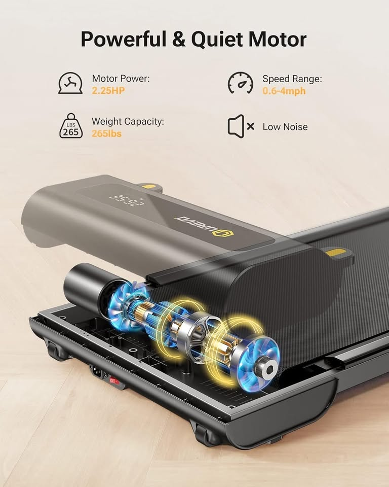 (Open Box) UREVO Double Shock Absorbent Walking pad, with Remote Control and LED Display,-$180