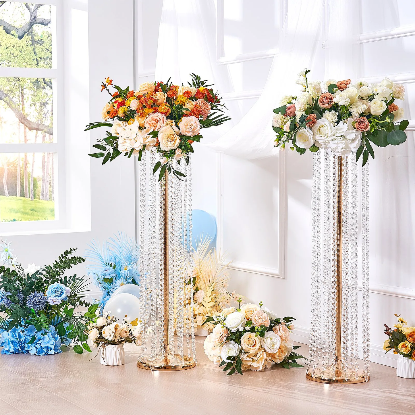 VEVOR 10PCS 35.43inch /90cm Tall Crystal Wedding Flowers Stand, Luxurious Centerpieces,-$130
