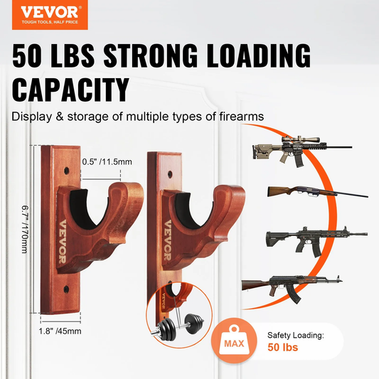 VEVOR Gun Rack Wall Mount, Horizontal Gun Rack and Shotgun Hooks, Single Gun Storage Display Rack,-$20
