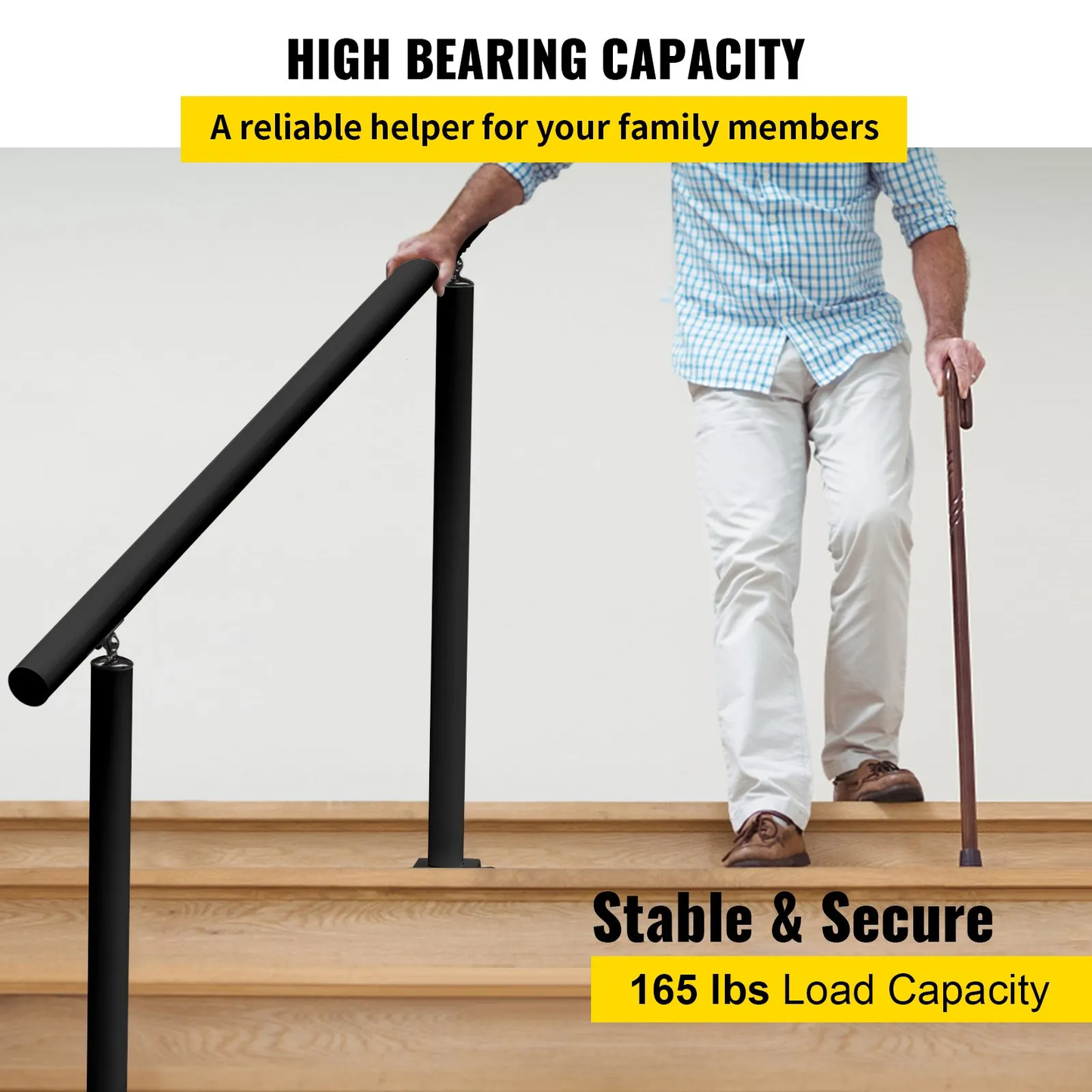 VEVOR Handrail Outdoor Stairs, 3ft, 34 Inch Outdoor Handrail, Outdoor Stair Railing Adj from 0 to 60 Degrees,-$45
