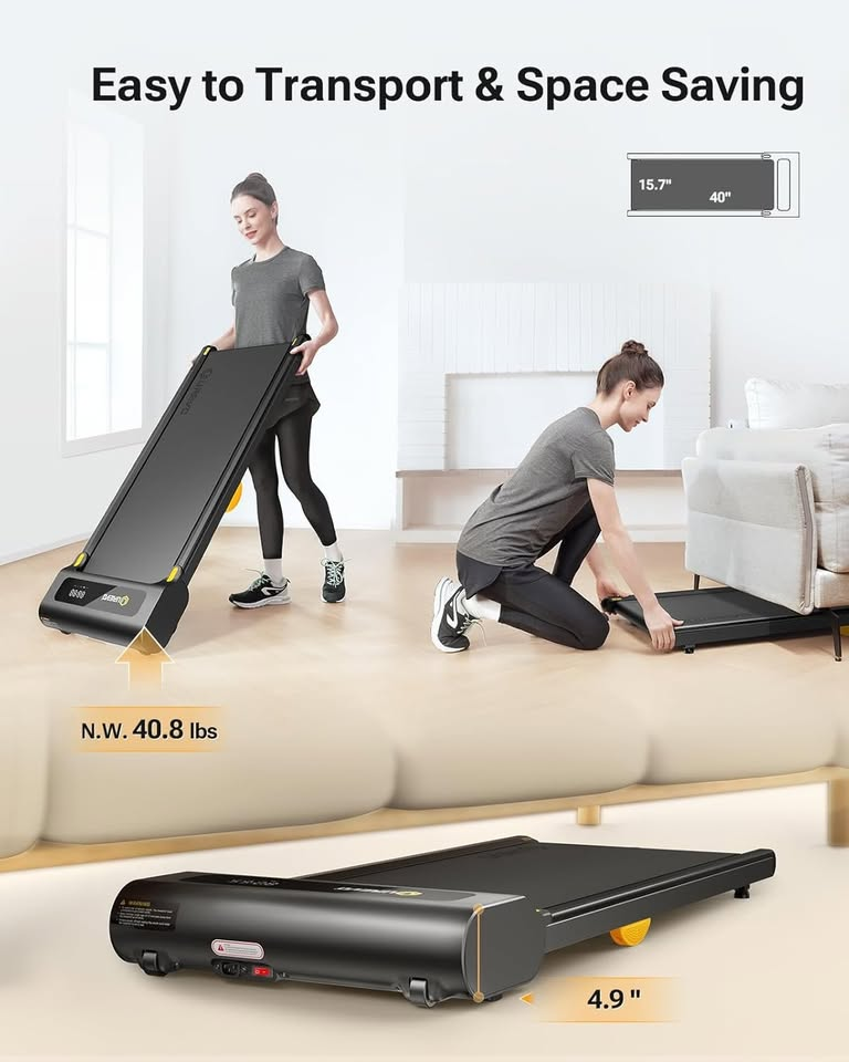 (Open Box) UREVO Double Shock Absorbent Walking pad, with Remote Control and LED Display,-$180