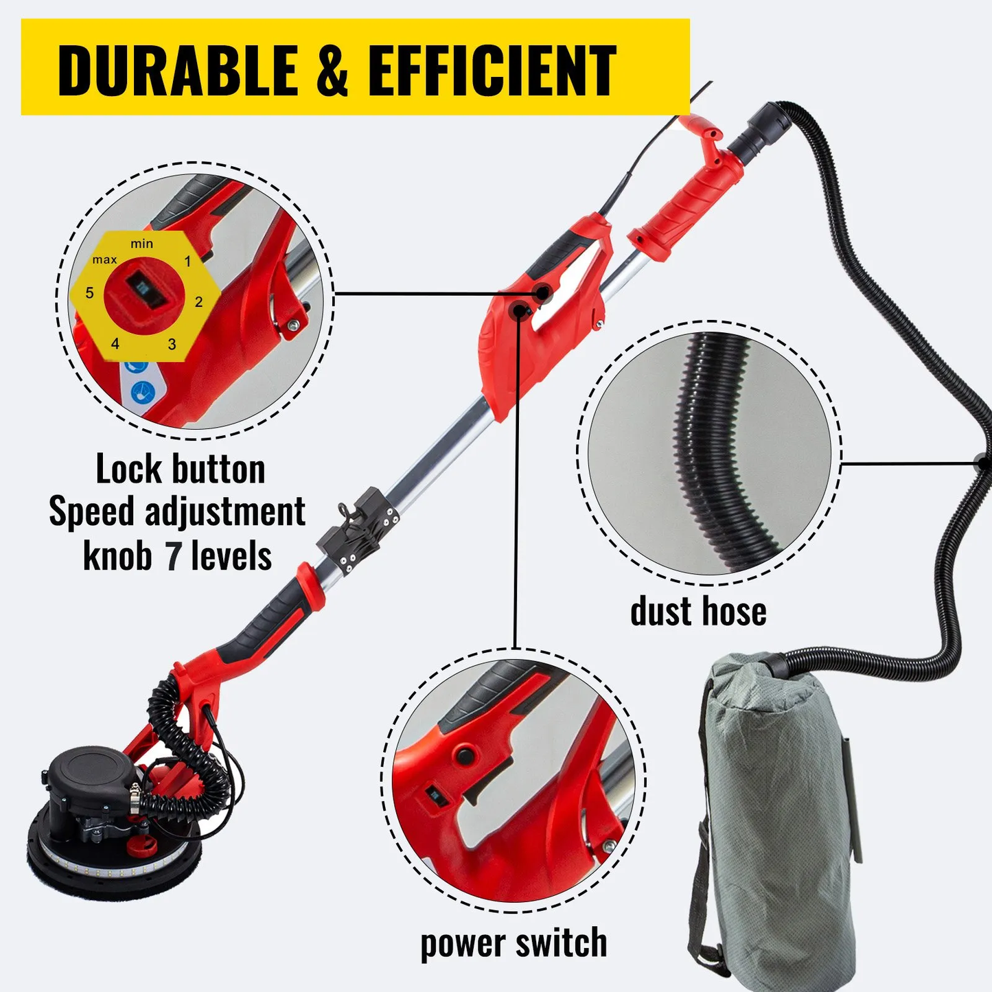 VEVOR Drywall Sander 850W, Electric Drywall Sander, Variable Speed 800-1750 RPM,Wall Sander,-$110