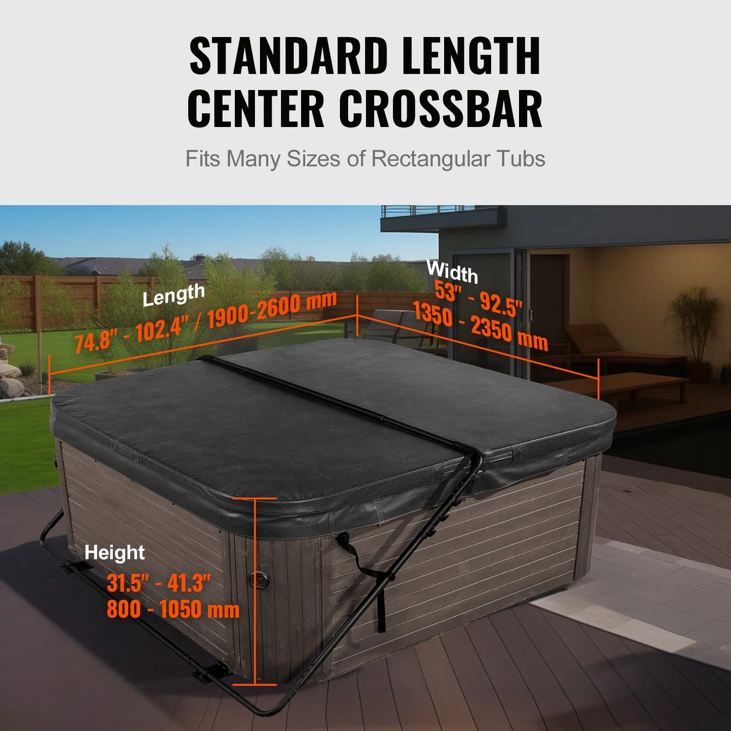 VEVOR Hot Tub Cover Lift, Spa Cover Lift, Height 31.5" - 41.3" Width 53" - 92.5" Adjustable,  -$80