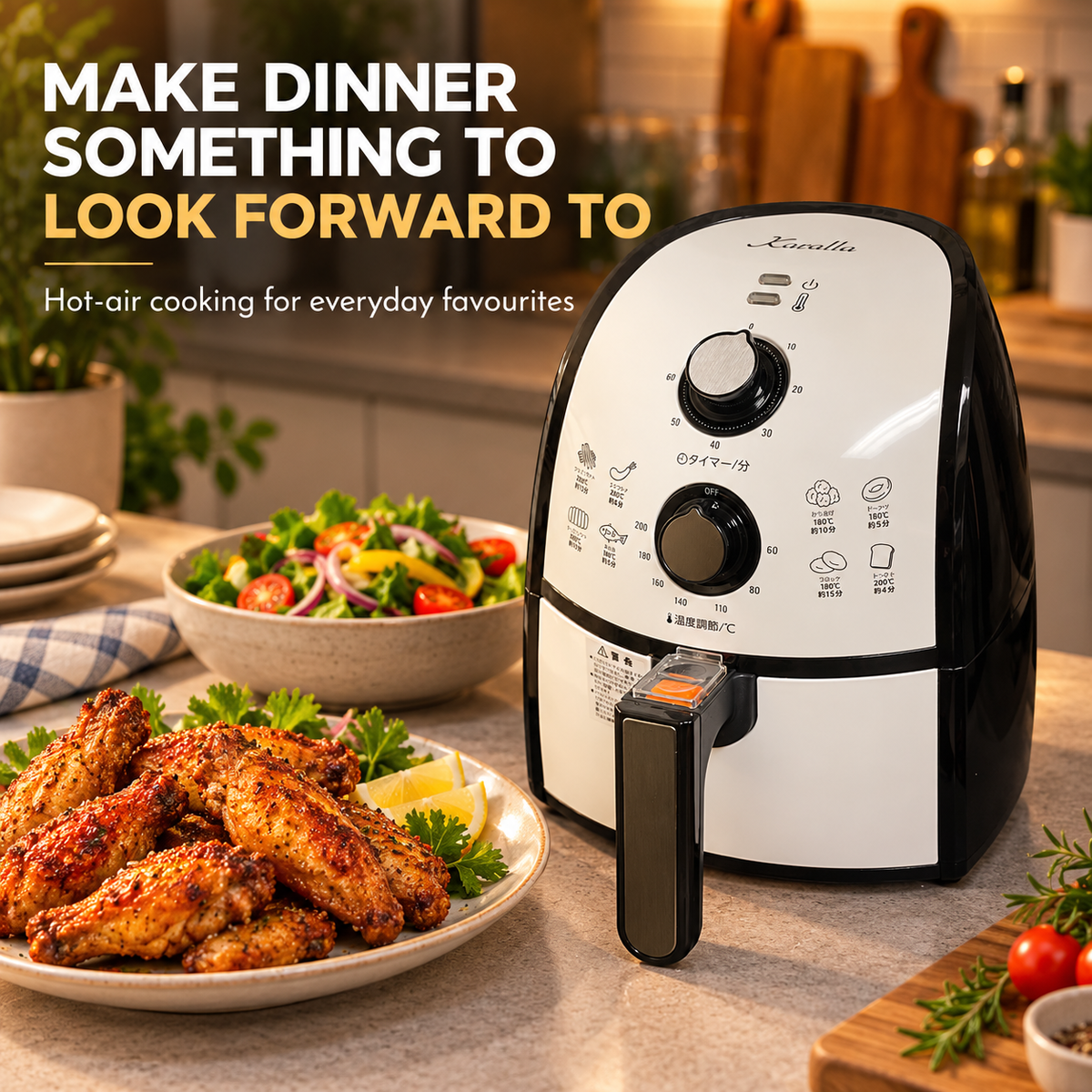 Brand new Karalla Air Fryer – Adjustable Temperature,60-Minute Timer,Black & White
