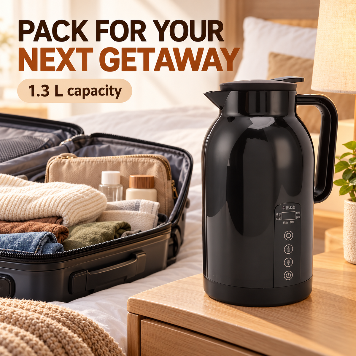 Brand new 1300ML Car Kettle Boiler with 12V Socket Plug, Portable Electric Kettle, Stainless Steel, -$45