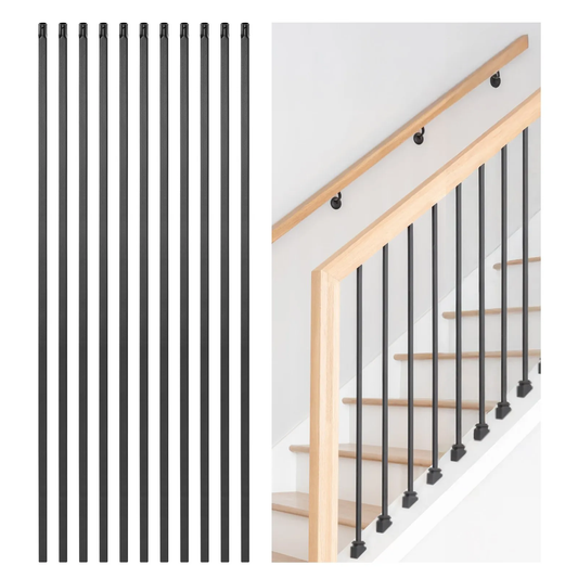 VEVOR Staircase Balusters 11 Pack, 44 Inch Durable Carbon Steel Stair Balusters, 0.5 Inch Square Metal,-$35
