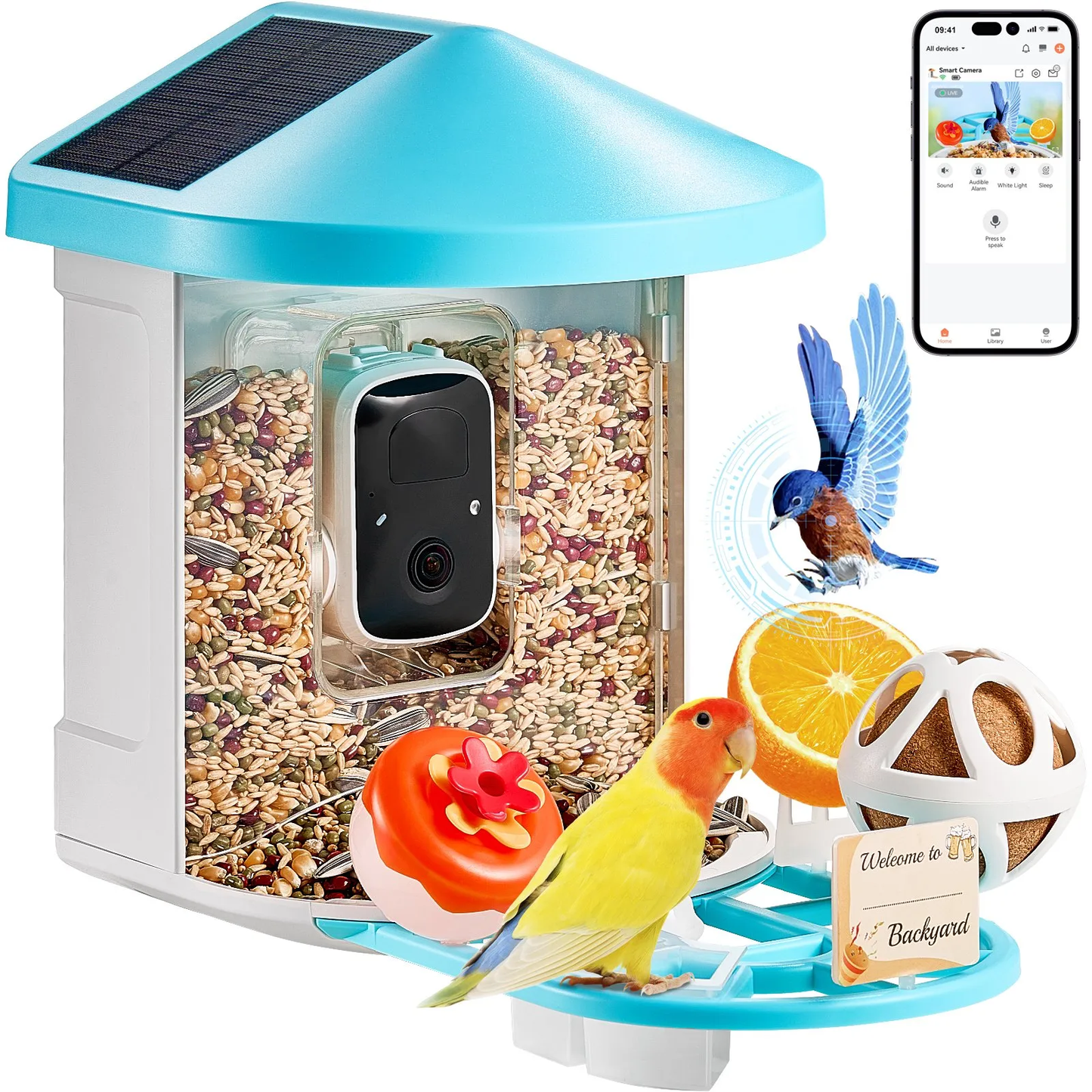 VEVOR Smart Bird Feeder with Camera AI Identify 10000+ Bird Specie Solar-Powered,-$75