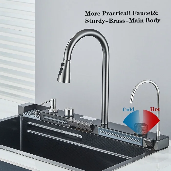 BNIB-Gun Ash Stainless Steel 30" Drop In Kitchen Sink Top Mount Single Bowl w/Kitchen Facuet,-$200