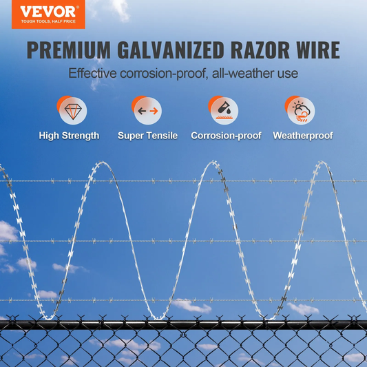 VEVOR Razor Wires, 246 ft Razor Barbed Wire, 5 Rolls Razor Wire Fencing Razor Fence,-$60