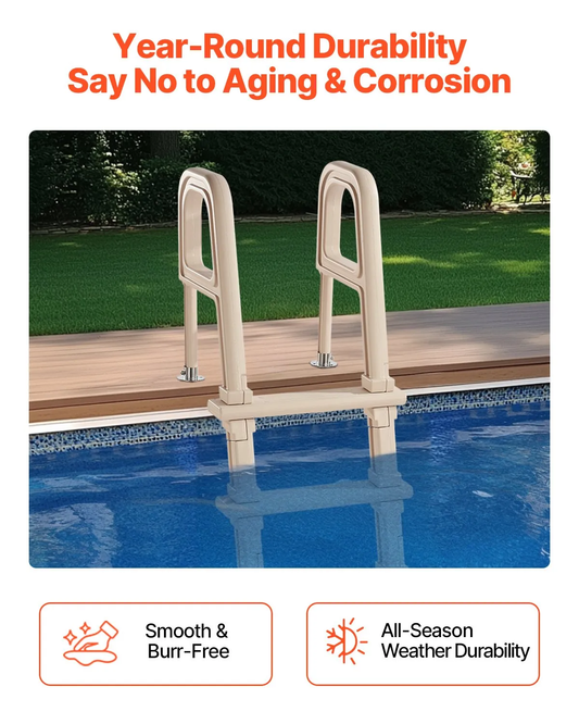 VEVOR 5-Step Inclined Pool Ladder of 2 Handrails Loads 300 lb for 48-54 In Poo,-$85