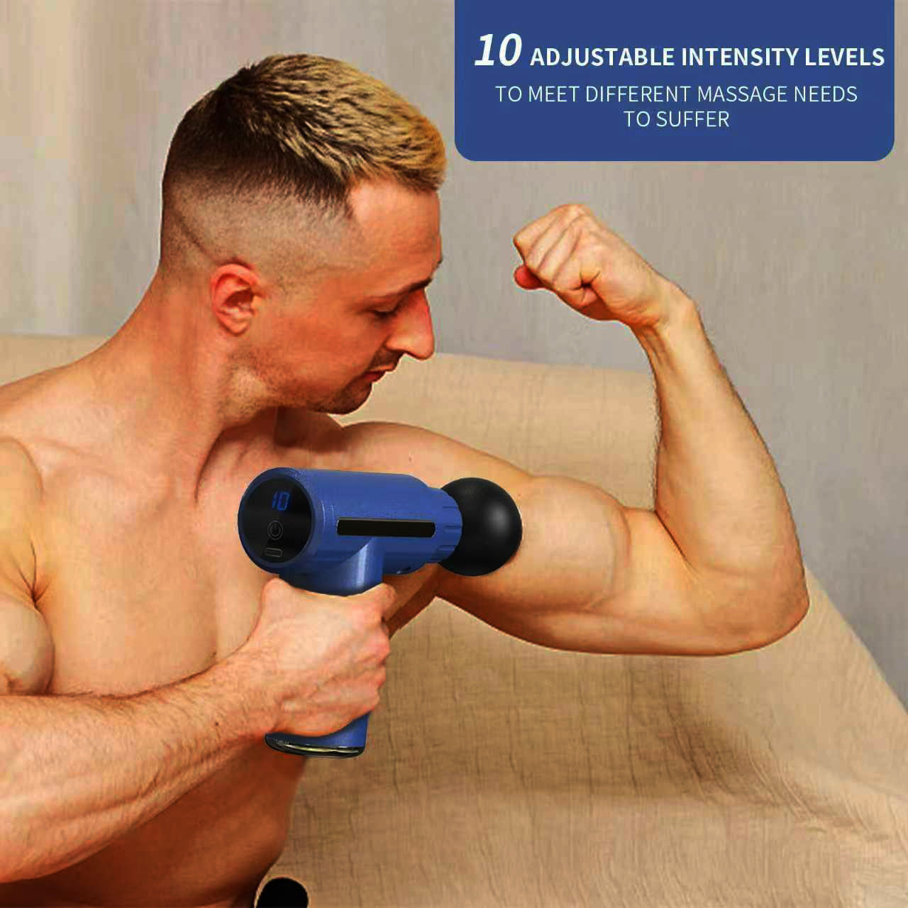 BNIB-SEJOY 10 Speed Massage Gun 4 Heads Muscle Massage Chargeable Handheld Deep Tissue,-$20