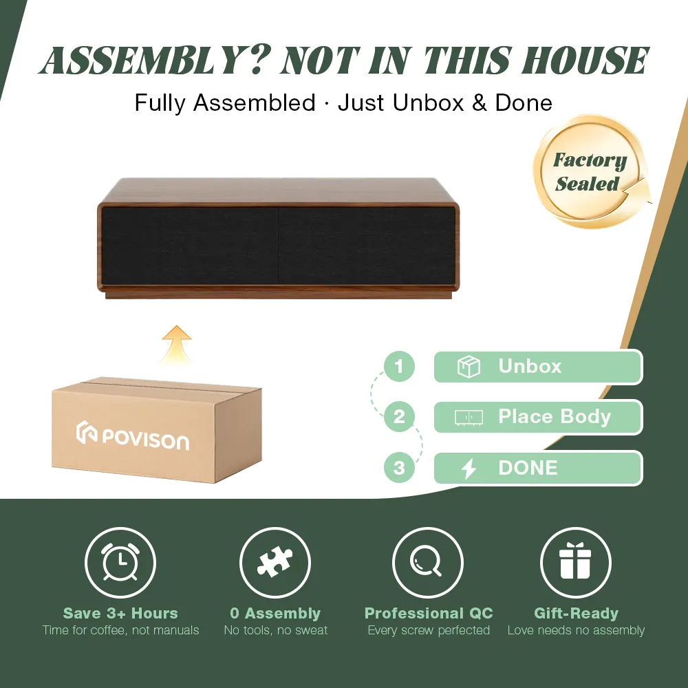 Brand New 51" Rectangular Wood Coffee Table with Storage – Stylish & Ready-to-Use,-$800