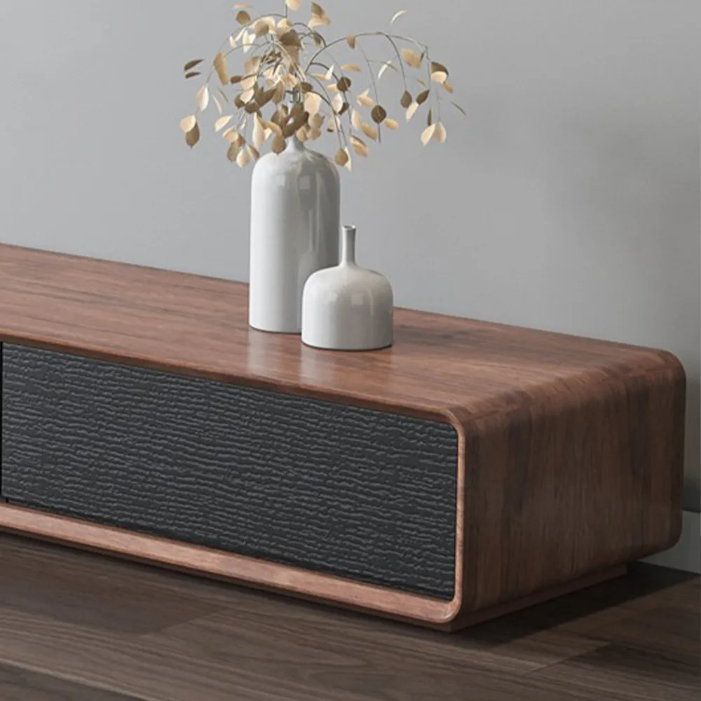 Brand New 94” Modern Dark Wood & Black TV Stand – Fits TVs Up to 98”,-$900