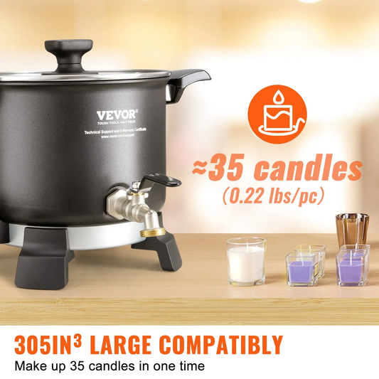 VEVOR 5 L Wax Melter for Candle Making, Large Electric Wax Melting Pot Easy Pour Spout,-$40
