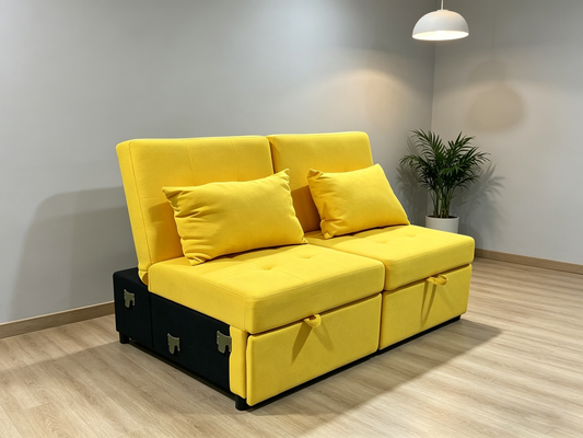 Brand New Assemble POVISON Chair Bed Sleeper, 3-in-1 Convertible Sofa Chair W/ Adj Backrest(Yellow),-$500/pair