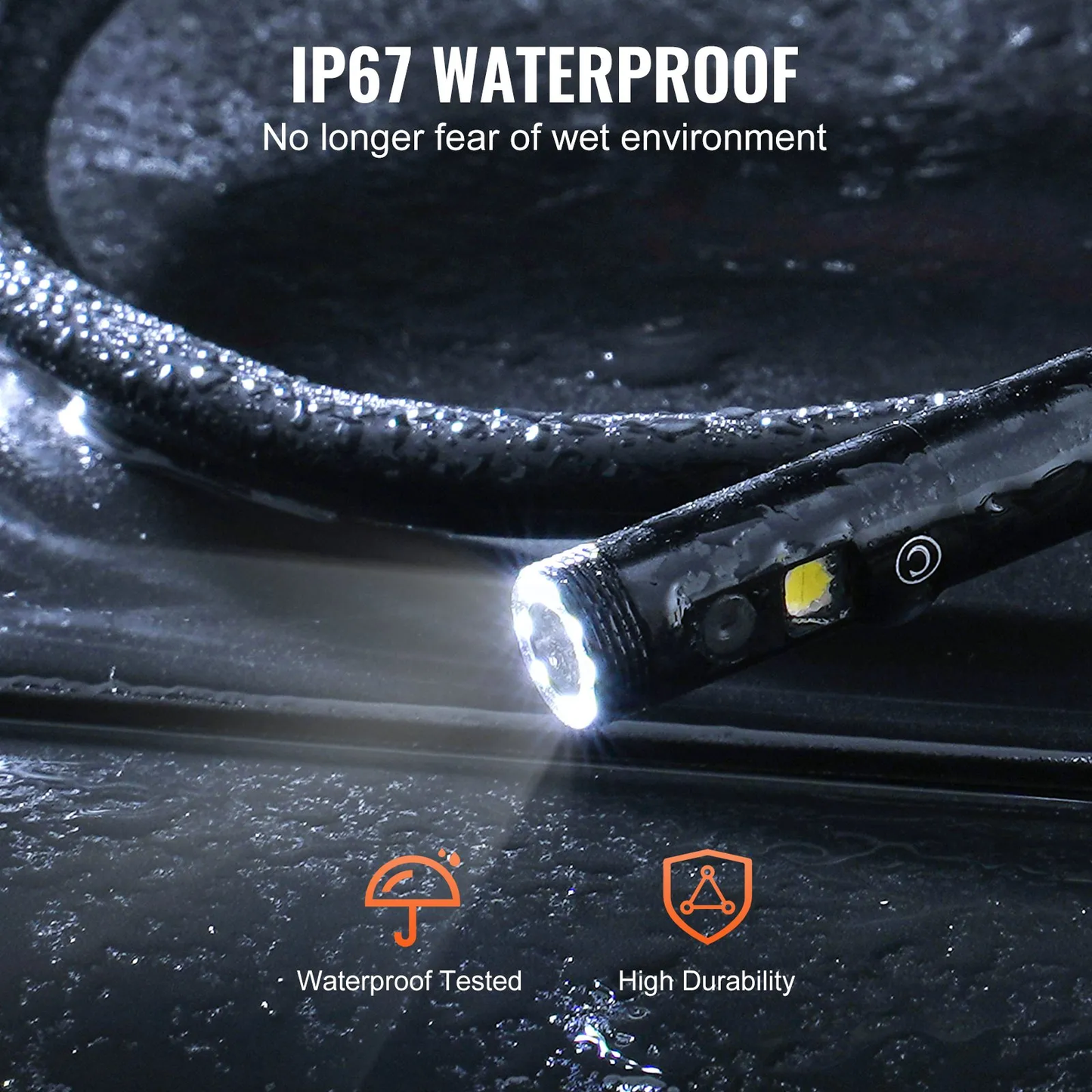VEVOR Borescope Triple Lens Endoscope Camera, 4.3" IPS Screen Inspection Camera with 8 + 2 Lights,-$45