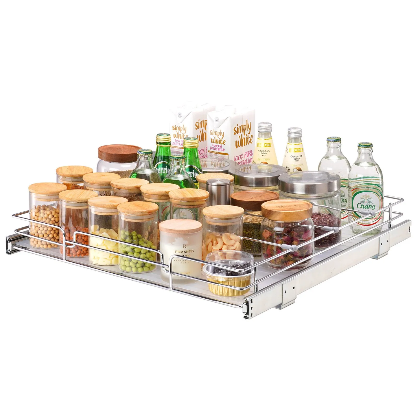 VEVOR 21.5"Wx21"Dx3.5"H Pull Out Cabinet Organizer, Heavy Duty Slide Out Pantry Shelves,-$30