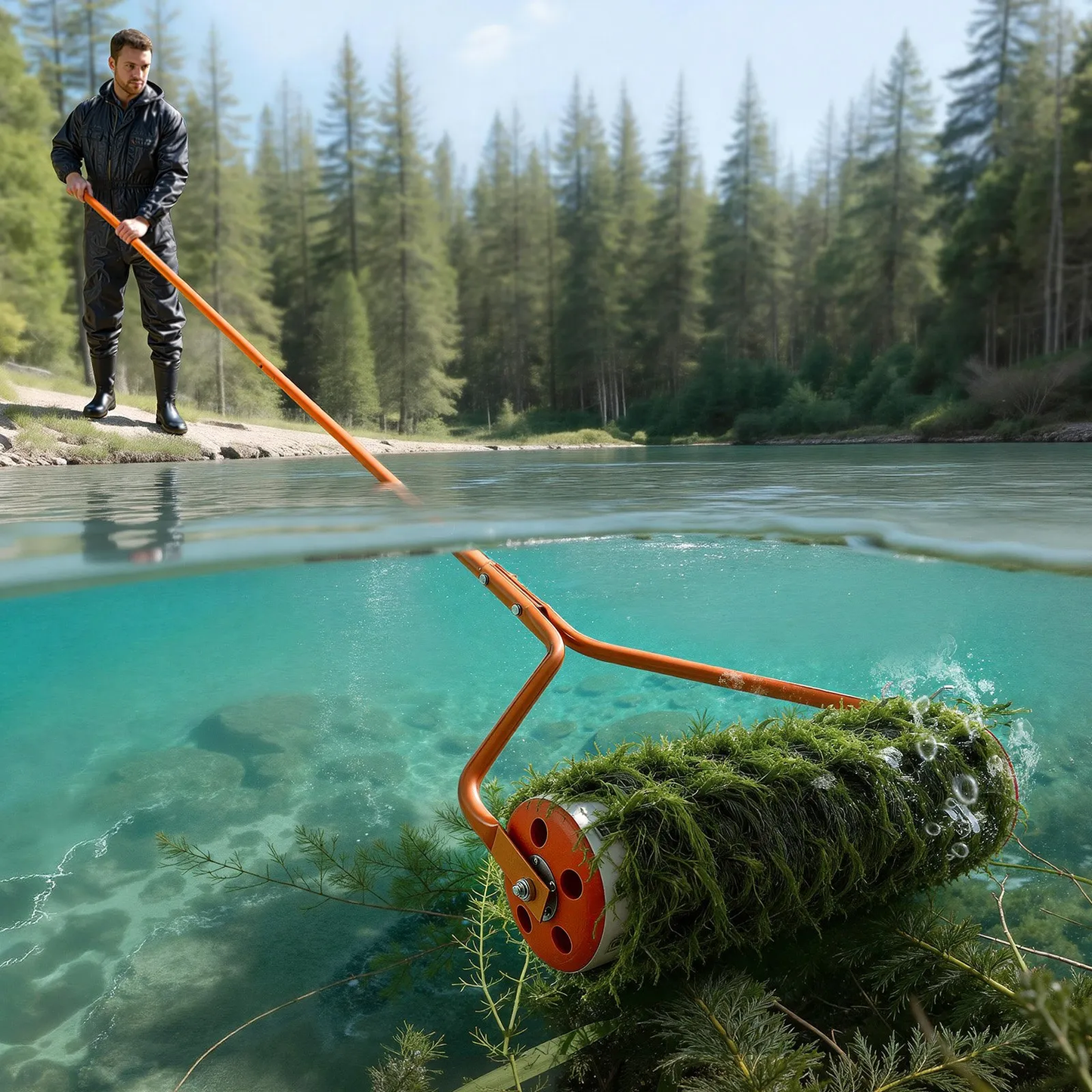 VEVOR Lake Weed Roller, 18 ft Lake & Pond Weed Removal Tool, Muck Razer Aquatic & Sludge Tiller,-$90