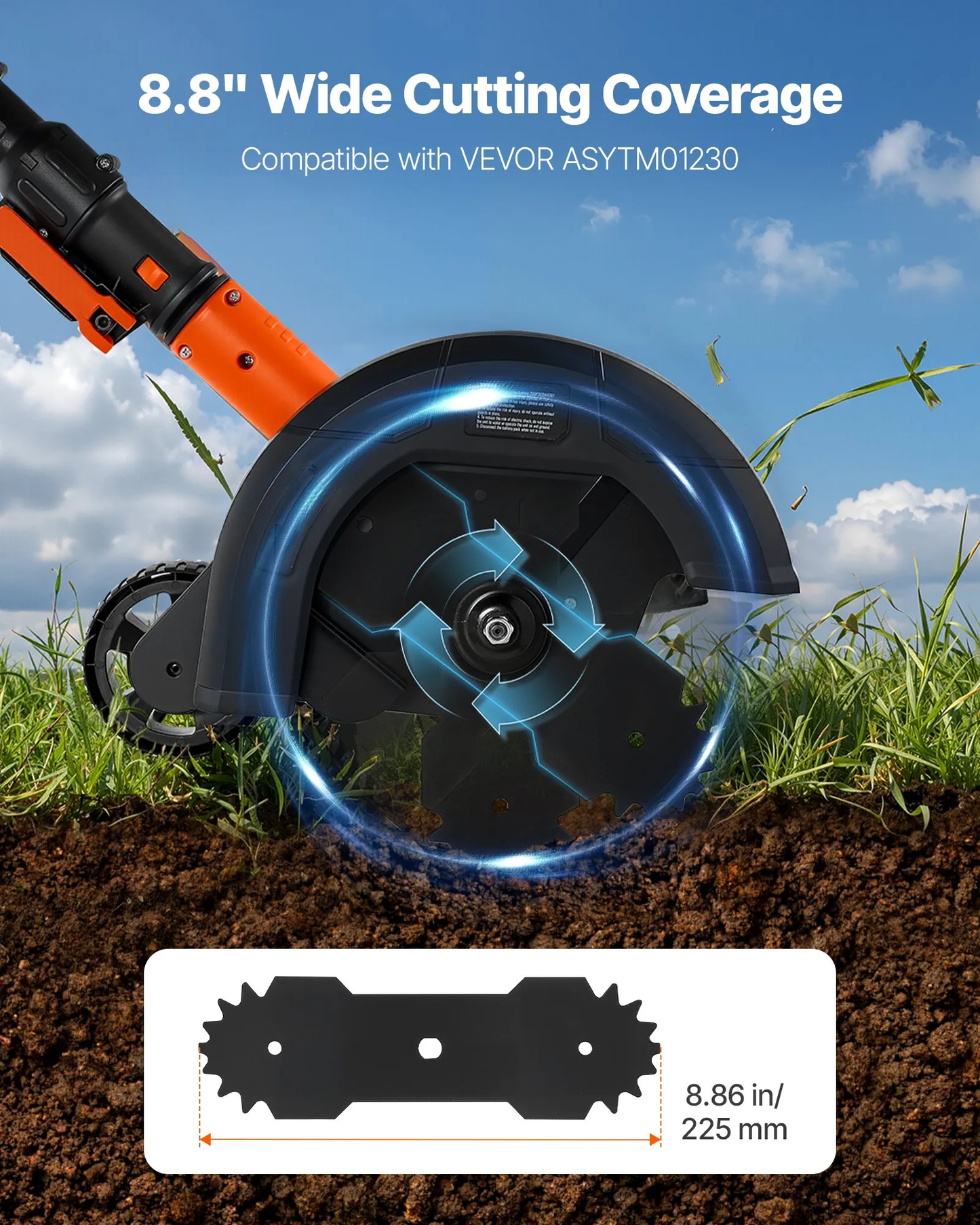 VEVOR Electric Edger Blades, 8.8-inch Length, 3-Pack Replacement Blades, 65Mn High,-$15