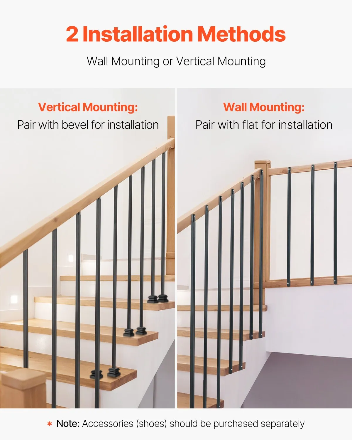 VEVOR Staircase Balusters 11 Pack, 44 Inch Durable Carbon Steel Stair Balusters, 0.5 Inch Square Metal,-$35