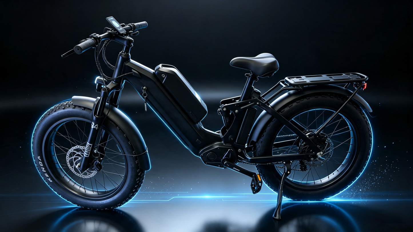Brand New Dual 750W Peak 4WD Fat Tire E-Bike, 52V 30Ah Dual Battery 24 Inch Electric Bike, $800