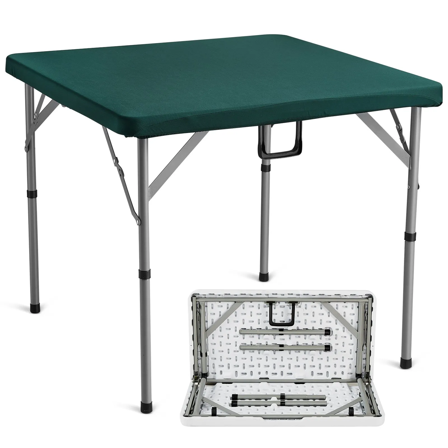 VEVOR Mahjong Table, Fold-in-Half 4 Player Card Table with Wear-Resistant Green Tabletop,-$50