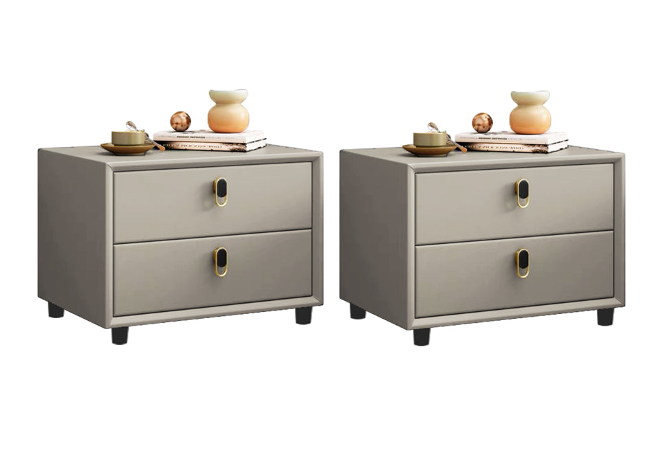 BNIB-Modern Nightstand with 2 Drawers, PU Leather Upholstered Bedside End Tables, $100 for 2pcs