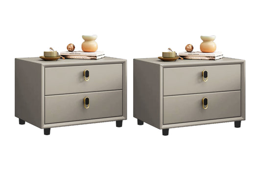 BNIB-Modern Nightstand with 2 Drawers, PU Leather Upholstered Bedside End Tables, $100 for 2pcs