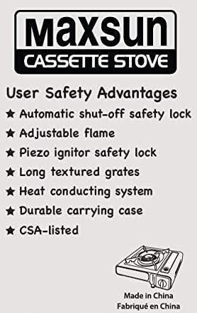 BNIB- Max Butane Gas Stove MS-2500, Up to 8000 BTU, Camp Stove, with Carrying Case,CSA Approved