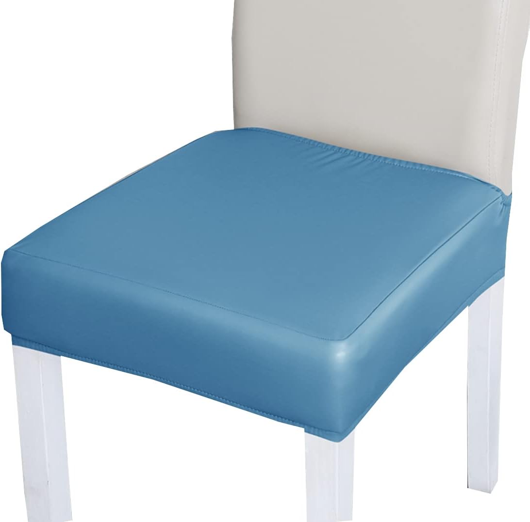 BNIB-PU Leather Waterproof Chair Seat Covers,4/6 Pack Anti-Dust Dinning Room Protector Cover (6, Blue),-$15