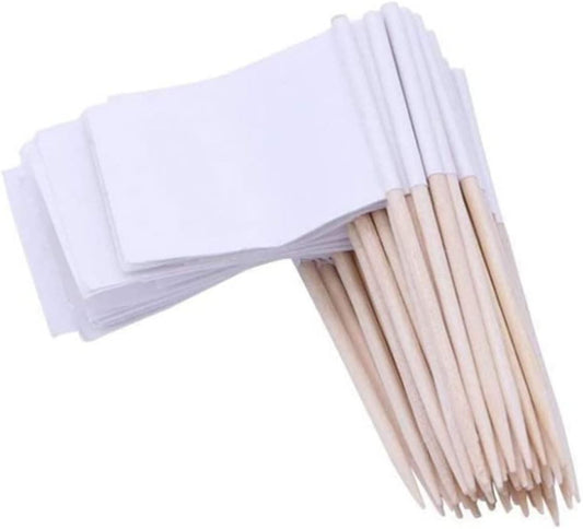 BNIB-100PCS Blank Toothpick Flags Charcuterie Labels Food Labels for Party White Mini Cake Marker,-$5