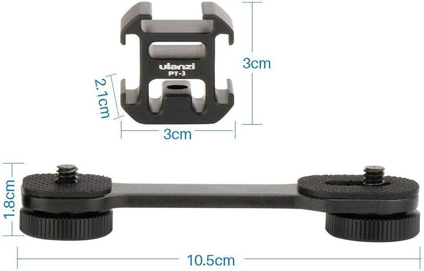 BNIB-ULANZI PT-3 Triple Cold Shoe Mount, Camera & Smartphone Vlog Video Microphone Extension Bar